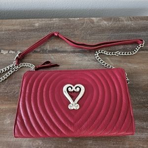 BRIGHTON Red Puffy Love Leather Crossbody